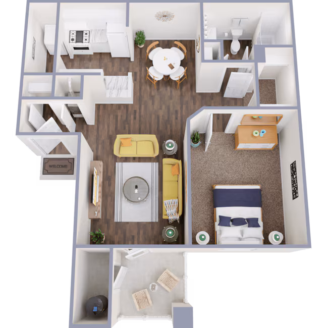 1 Bed • 1 Bath 02-1015 floor plan